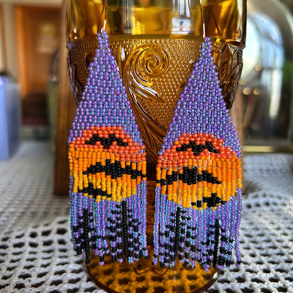 Handmade Beaded Tassel Halloween Earrings